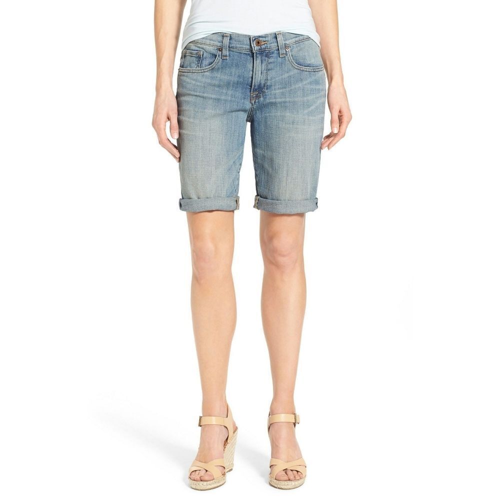 New! LUCKY BRAND Women's Denim Jean Shorts Bermuda Cuffed Shorts Blue Size 27